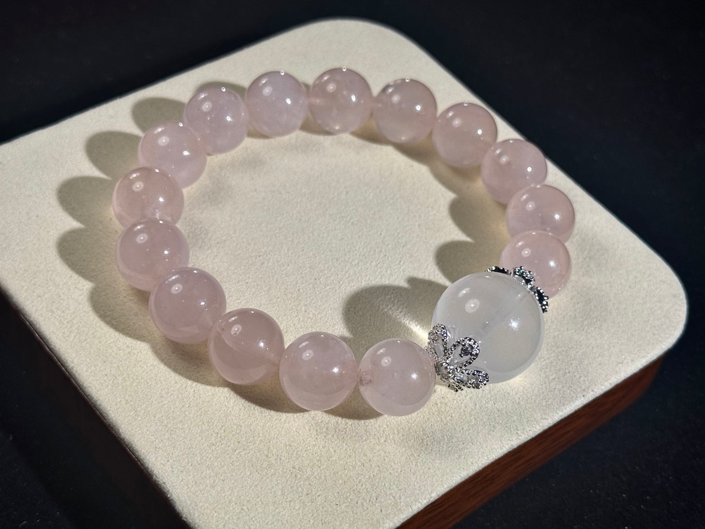 "Lunar Embrace" Rose Quartz & White Phantom Bracelet