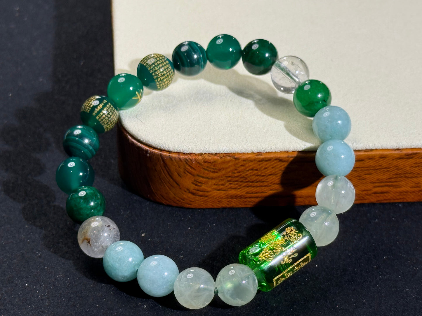 ✔Pulsera personalizada con elementos de madera de cinco elementos