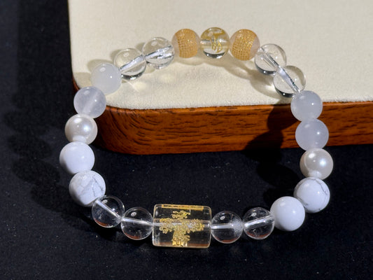 ✔Pulsera de cristal personalizada con energía de metal de cinco elementos
