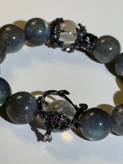"Nocturnal Revelation" Labradorite & Clear Quartz Bracelet