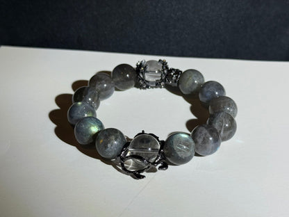 "Nocturnal Revelation" Labradorite & Clear Quartz Bracelet