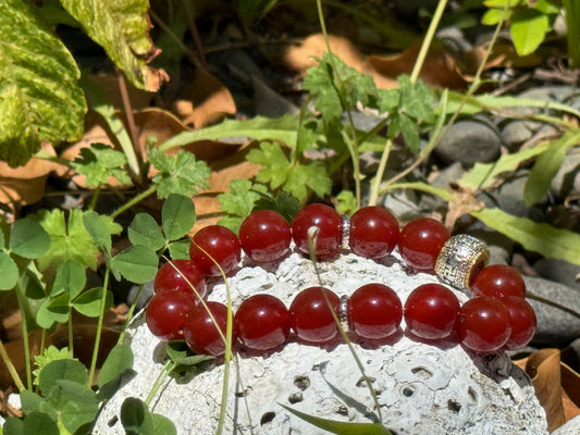 "Blazing Warrior" Deep Red Agate Bracelet