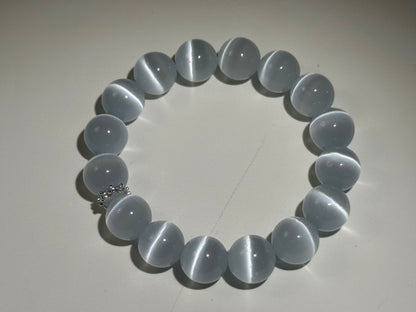 "Moonlit Guardian" White Cat’s Eye Bracelet