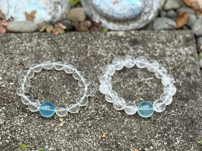 “Ocean Clarity” Clear Quartz & Aquamarine Bracelet