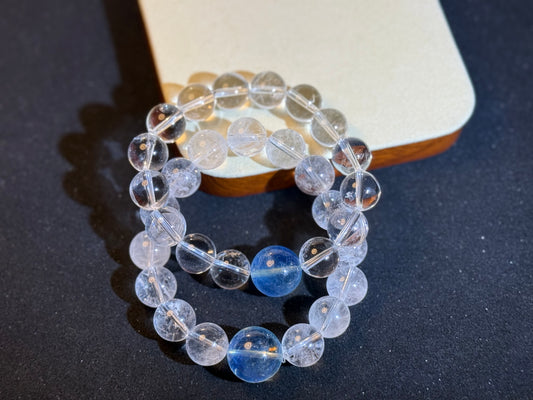 “Ocean Clarity” Clear Quartz & Aquamarine Bracelet