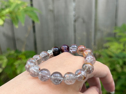 "Phantom Insight" Clear Purple Phantom Quartz Bracelet