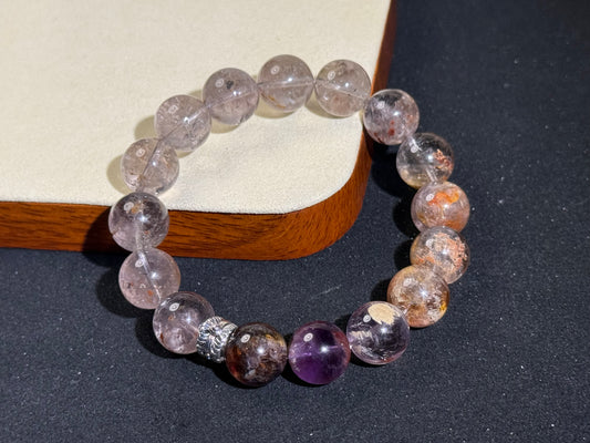 "Phantom Insight" Clear Purple Phantom Quartz Bracelet