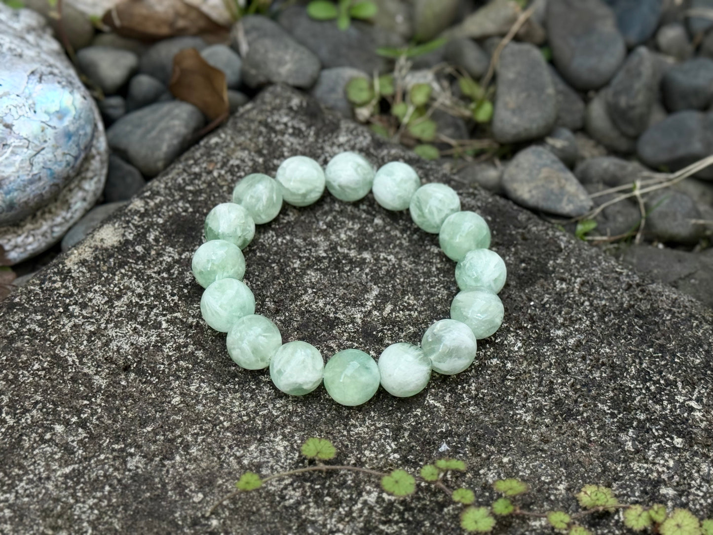 "Celestial Breeze" Green Feather Fluorite Bracelet