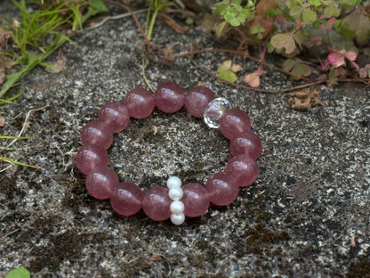 "Blush Harmony" Strawberry Quartz & Pearl Bracelet