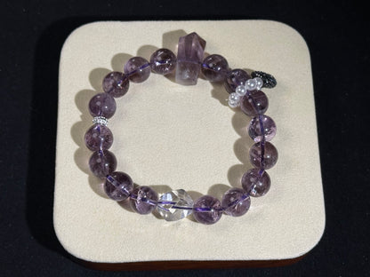 "Celestial Awakening" Amethyst & Clear Quartz Bracelet