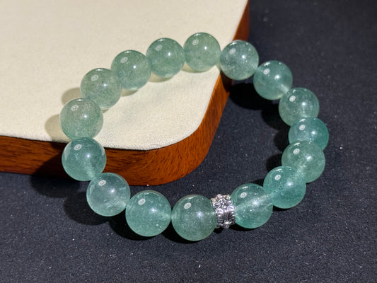 "Emerald Serenity" Green Strawberry Quartz Bracelet
