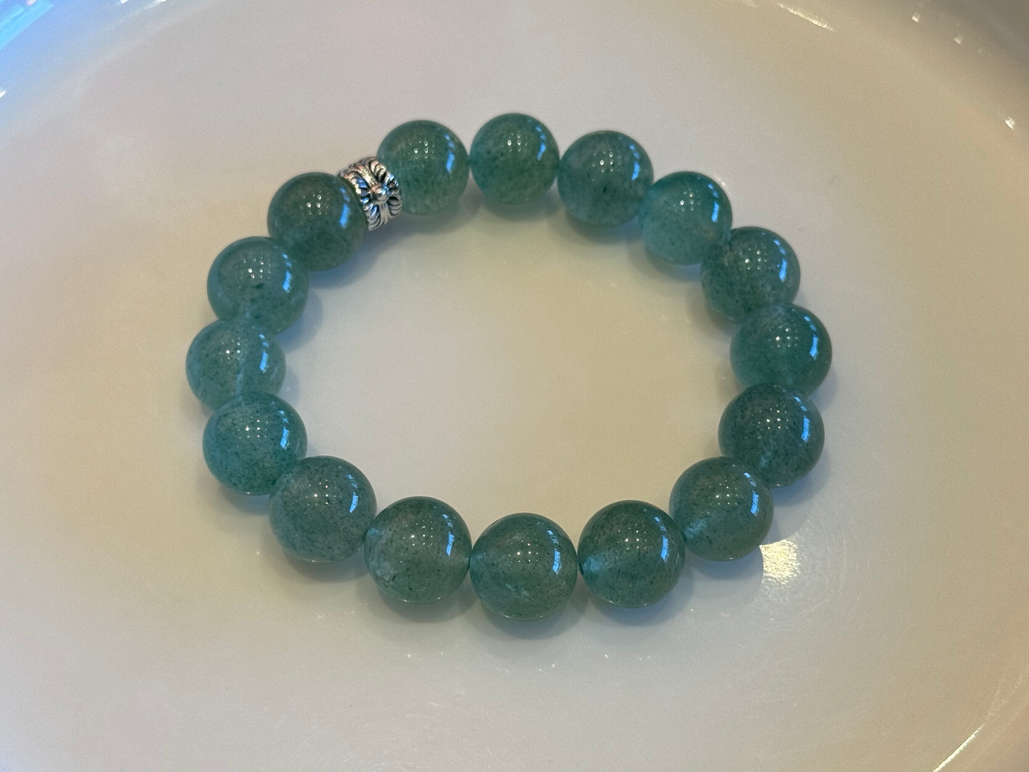 "Emerald Serenity" Green Strawberry Quartz Bracelet