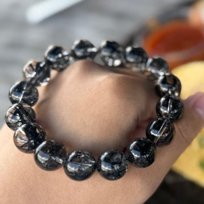 "Shadow Shield" Black Rutilated Quartz Bracelet