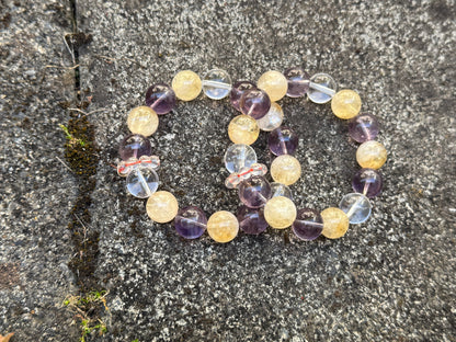 Wisdom Energy Amethyst-Citrine-Clear Quartz Bracelet