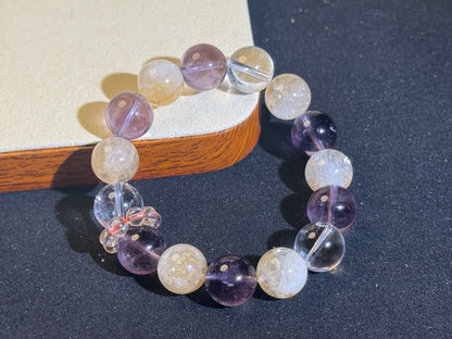 Wisdom Energy Amethyst-Citrine-Clear Quartz Bracelet