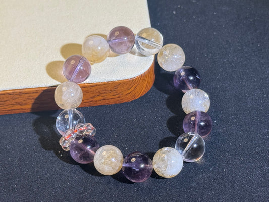 Wisdom Energy Amethyst-Citrine-Clear Quartz Bracelet