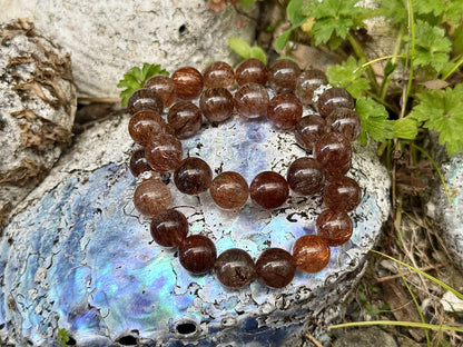 Black Golden Rutilated Quartz Crystals Bracelet