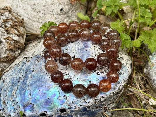 Black Golden Rutilated Quartz Crystals Bracelet