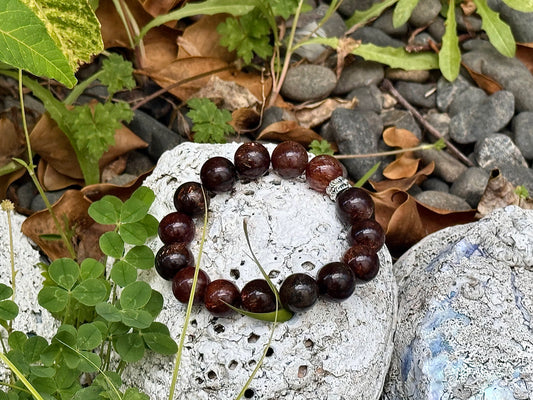 "Obsidian Gold King" Black Currant Golden Rutilated Quartz Bracelet