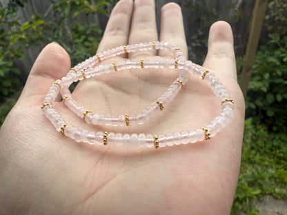 Natural Rose Quartz Disc Bracelet