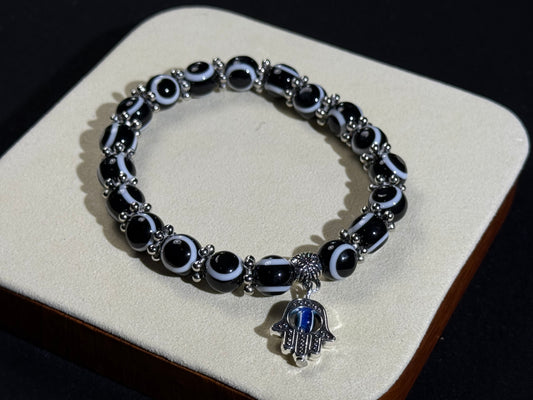 ✔Pulsera de cristal del chakra del ojo negro