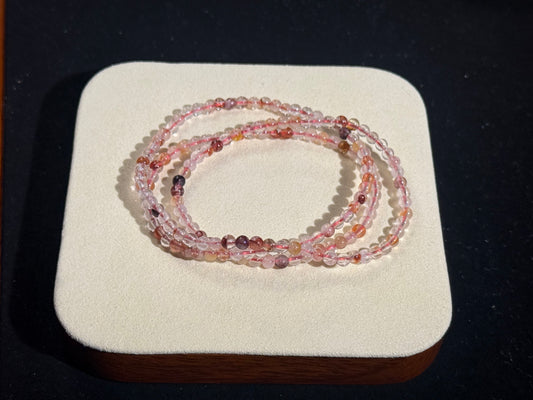 Pulsera multicircular de ágata flor roja