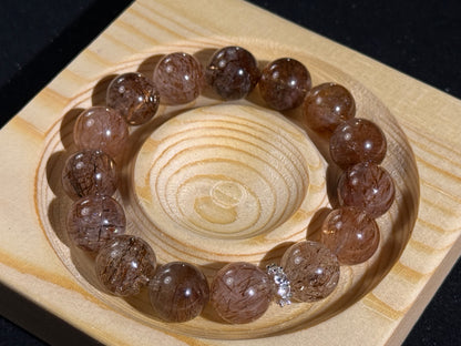 "Celestial Gold Veins" Black Golden Rutilated Quartz crystal Bracelet