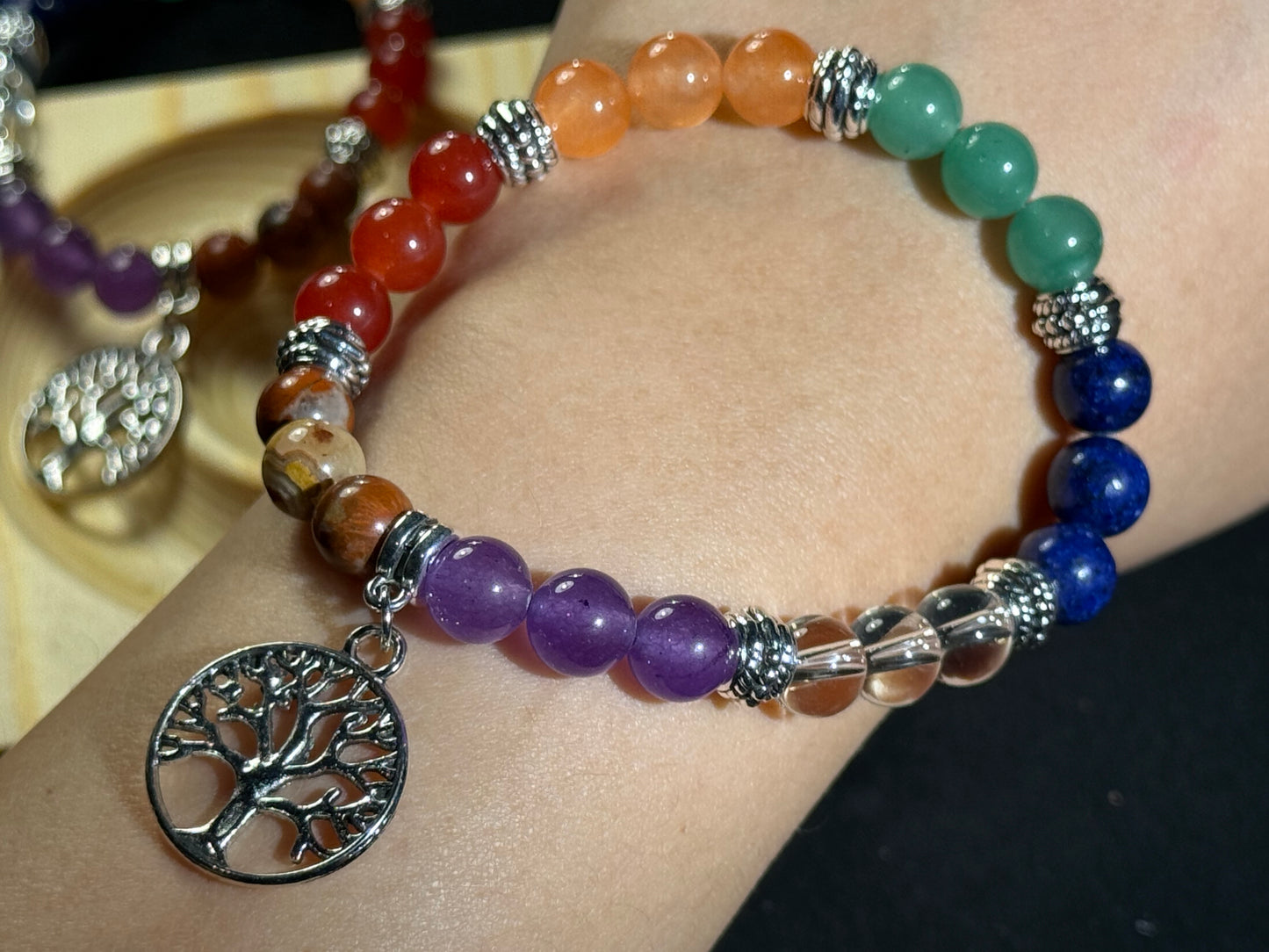 ✔Pulsera de cristal de los siete chakras