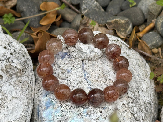 "Celestial Gold Veins" Black Golden Rutilated Quartz crystal Bracelet