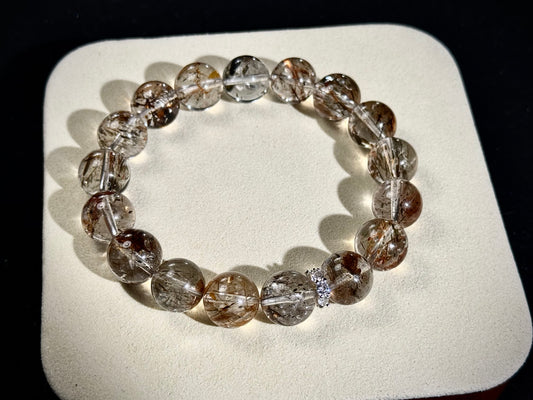 "Divine Clarity" Transparent crystals Golden Rutilated Quartz Bracelet
